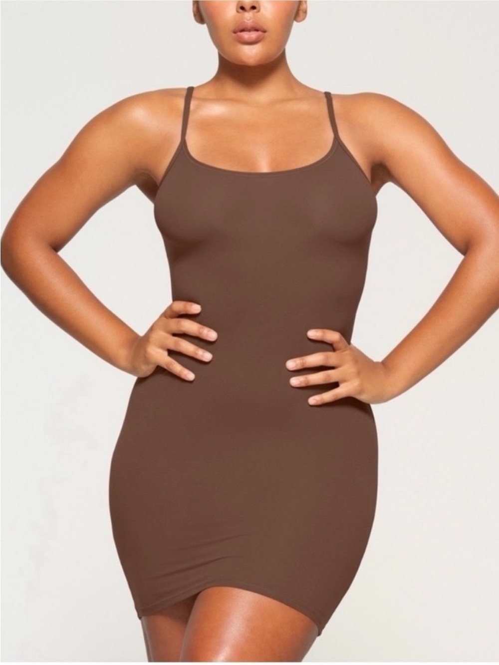 SKIMS Fits Everybody Slip Dress in Jasper Brown